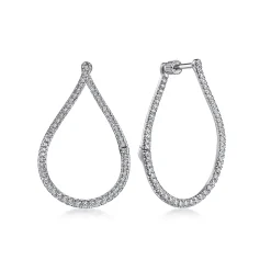 Discount Gabriel & Co. 14K White Gold Pear Shape Diamond Bypass Hoop Earrings