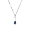 Online Gabriel & Co. 14K White Gold Pear Shaped Sapphire and Diamond Drop Pendant Necklace
