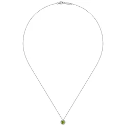 Outlet Gabriel & Co. 14K White Gold Peridot and Diamond Halo Pendant Necklace