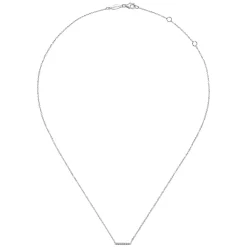 Best Gabriel & Co. 14K White Gold Petite Pave Diamond Bar Necklace