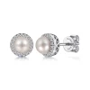 Discount Gabriel & Co. 14K White Gold PL- Diamond Halo Stud Earrings