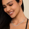 Gabriel & Co. 18K White Gold Princess and Round Diamond Necklace