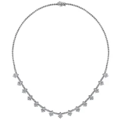 Gabriel & Co. 18K White Gold Princess and Round Diamond Necklace