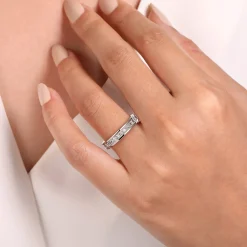 Discount Gabriel & Co. 14K White Gold Princess Cut Channel Prong Set Diamond Anniversary Band - 0.95 ct