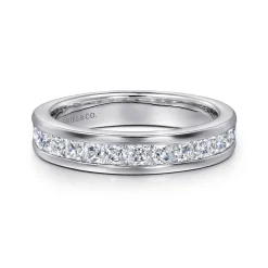 Discount Gabriel & Co. 14K White Gold Princess Cut Channel Prong Set Diamond Anniversary Band - 0.95 ct