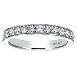 Hot Gabriel & Co. 14K White Gold Prong Channel Set Diamond Wedding Band - 0.72 ct