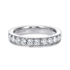 Sale Gabriel & Co. 14K White Gold Prong Channel Set Diamond Wedding Band - 1 ct