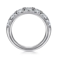 Online Gabriel & Co. 14K White Gold Prong Emerald Cut 7 Stone Diamond Anniversary Band - 1.75 ct