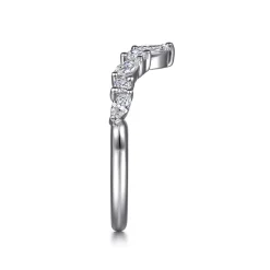 Clearance Gabriel & Co. 14K White Gold Prong Marquise and Round Open Diamond Anniversary Band - 0.5 ct