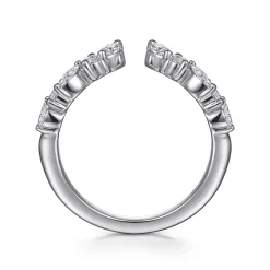 Clearance Gabriel & Co. 14K White Gold Prong Marquise and Round Open Diamond Anniversary Band - 0.5 ct