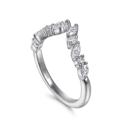 Clearance Gabriel & Co. 14K White Gold Prong Marquise and Round Open Diamond Anniversary Band - 0.5 ct