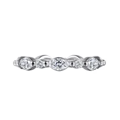 Gabriel & Co. 14K White Gold Prong Set Marquise and Round Diamond Eternity Band - 1.55 ct