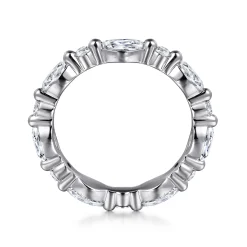 Gabriel & Co. 14K White Gold Prong Set Marquise and Round Diamond Eternity Band - 1.55 ct