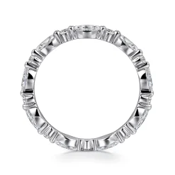 Sale Gabriel & Co. 14K White Gold Prong Set Marquise and Round Diamond Eternity Band - 0.75 ct