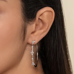 New Gabriel & Co. 14K White Gold Prong Set 40mm Round Classic Diamond Hoop Earrings