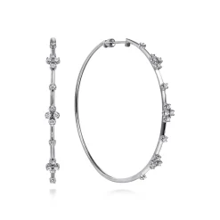 Sale Gabriel & Co. 14K White Gold Prong Set 60mm Round Classic Diamond Hoop Earrings