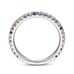 Hot Gabriel & Co. 14K White Gold Rainbow Color Stone Stackable Ring
