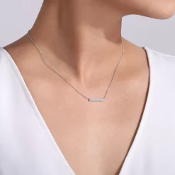 Online Gabriel & Co. 14K White Gold Rectangular Diamond Bar Necklace