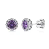 Hot Gabriel & Co. 14K White Gold Round Amethyst and Diamond Halo Stud Earrings