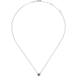 Online Gabriel & Co. 14K White Gold Round Amethyst and Diamond Heart Pendant Necklace