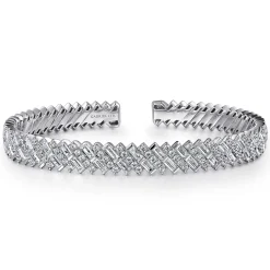 Online Gabriel & Co. 18K White Gold Round and Baguette Diamond Bangle Bracelet
