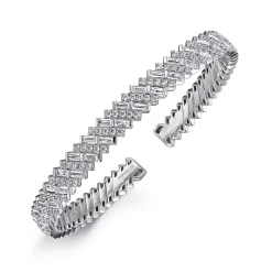 Online Gabriel & Co. 18K White Gold Round and Baguette Diamond Bangle Bracelet
