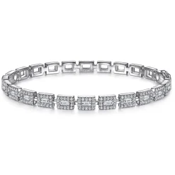 Outlet Gabriel & Co. 18K White Gold Round and Baguette Diamond Tennis Bracelet