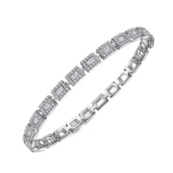 Outlet Gabriel & Co. 18K White Gold Round and Baguette Diamond Tennis Bracelet