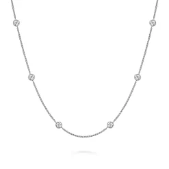 Outlet Gabriel & Co. 14K White Gold Round Bezel Set Diamond Station Necklace