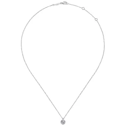 Outlet Gabriel & Co. 14K White Gold Round Bezel Set Diamond Pendant Necklace
