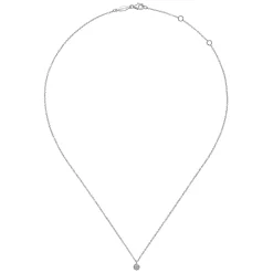 Sale Gabriel & Co. 14K White Gold Round Bezel Set Diamond Pendant Necklace