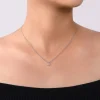 Discount Gabriel & Co. 14K White Gold Round Bezel Set Diamond Pendant Necklace
