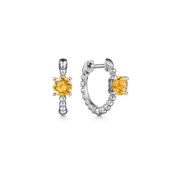 Outlet Gabriel & Co. 14K White Gold Round Citrine Bujukan Huggies