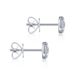 Best Gabriel & Co. 14K White Gold Round Cluster Diamond Stud Earrings