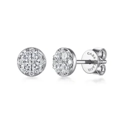 Best Gabriel & Co. 14K White Gold Round Cluster Diamond Stud Earrings