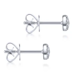 Clearance Gabriel & Co. 14K White Gold Round Cluster Diamond Stud Earrings
