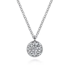 Outlet Gabriel & Co. 14K White Gold Round Diamond Cluster Pendant Necklace
