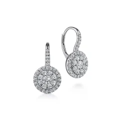 Online Gabriel & Co. 14K White Gold Round Diamond Cluster Leverback Earrings