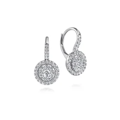 Outlet Gabriel & Co. 14K White Gold Round Diamond Cluster Leverback Earrings