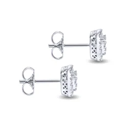 Discount Gabriel & Co. 14K White Gold Round Diamond Cushion Halo Stud Earrings