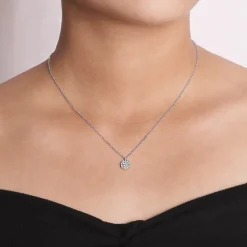 Clearance Gabriel & Co. 14K White Gold Round Diamond Disc Pendant Necklace