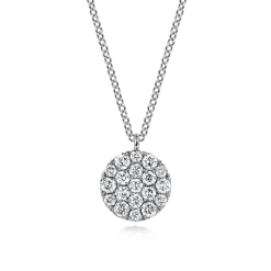 Outlet Gabriel & Co. 14K White Gold Round Diamond Disc Pendant Necklace