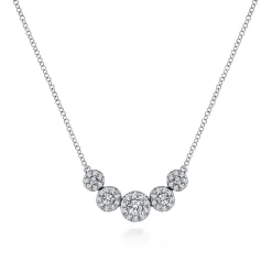 Online Gabriel & Co. 14K White Gold Round Diamond Halo Bar Necklace