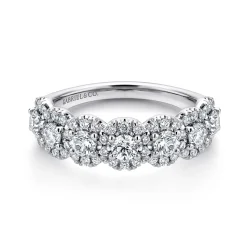 Gabriel & Co. 14K White Gold Round Diamond Halo Anniversary Band - 1.1 ct