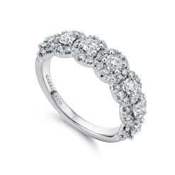 Gabriel & Co. 14K White Gold Round Diamond Halo Anniversary Band - 1.1 ct
