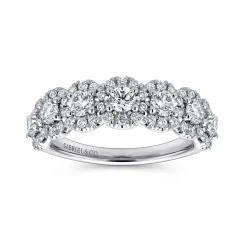 Gabriel & Co. 14K White Gold Round Diamond Halo Anniversary Band - 1.1 ct