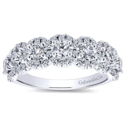 Gabriel & Co. 14K White Gold Round Diamond Halo Anniversary Band - 1.1 ct