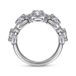 Discount Gabriel & Co. 14K White Gold Round Diamond Halo Station Anniversary Band - 2 ct
