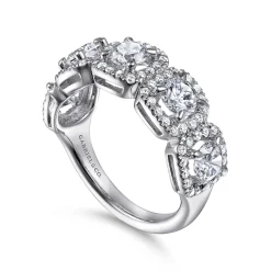 Discount Gabriel & Co. 14K White Gold Round Diamond Halo Station Anniversary Band - 2 ct