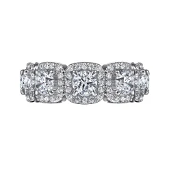 Discount Gabriel & Co. 14K White Gold Round Diamond Halo Station Anniversary Band - 2 ct